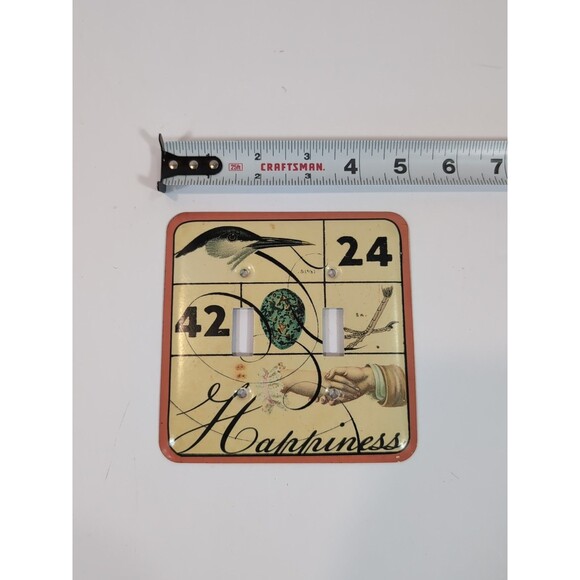 Vintage Creative CO-OP Double Gang Metal Light Switch Plate Cover Bird Happiness - Picture 2 of 5